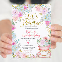 Par-tea Floral Tea Birthday Girl Invitation 