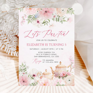 Par-tea Floral Tea Girl Birthday Party Invitation