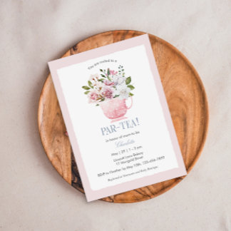 PAR-TEA Pink Baby Shower Invitation