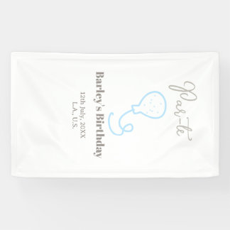 par tee birthday grey blue balloon scribble name banner