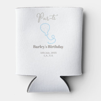 par tee birthday grey blue balloon scribble name can cooler