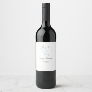 par tee birthday grey blue balloon scribble name wine label