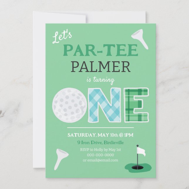 Par-tee Golf 1st Birthday Golfing Invitation (Front)