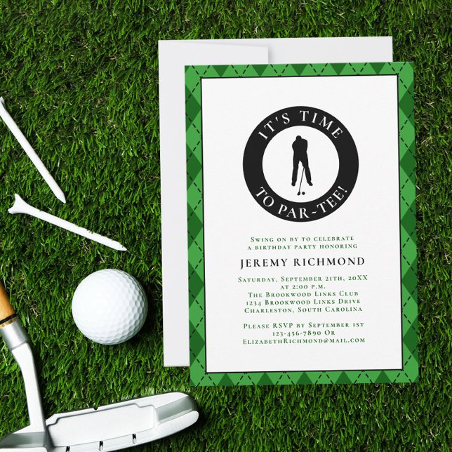 Par Tee Golfer Funny Humour Birthday Party For Him Invitation (Par Tee Golfer Funny Humor Birthday Party For Him Invitation)