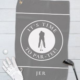 Par Tee Golfer Funny Humour Monogram For Him Grey Golf Towel