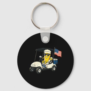 Par Tee In The Usa Funny Patriotic Beer Golf Cart Keychain