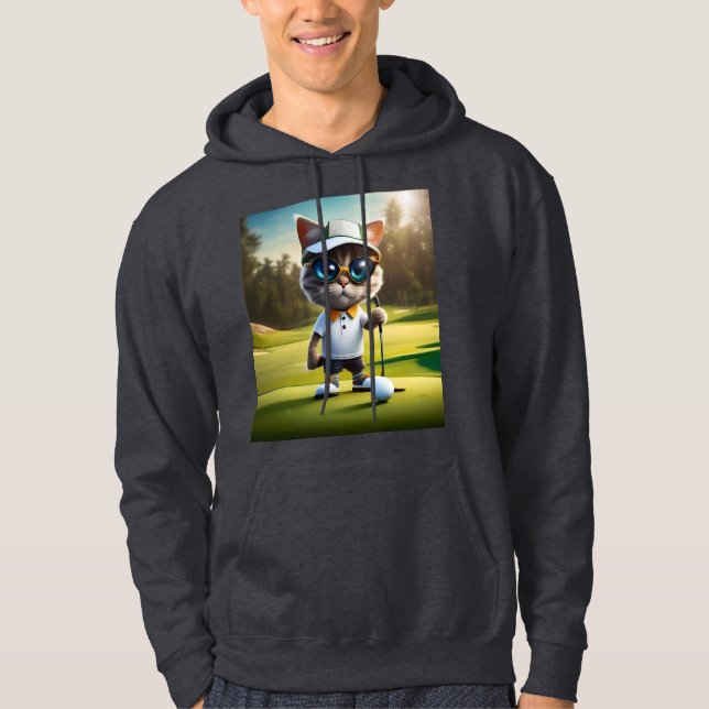 "Par-tee Time: The Cool Cat’s Golf Swing!" Hoodie (Front)
