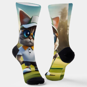 "Par-tee Time: The Cool Cat’s Golf Swing!" Socks