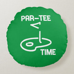 Par-Tee Time White   Round Pillow