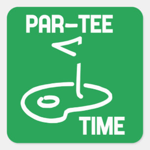 Par-Tee Time White   Square Sticker