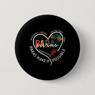 Para Heart Paraprofessional Teacher Paraeducator 2 Inch Round Button