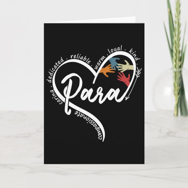 Para Heart Paraprofessional Teacher Paraeducator  Card (Front)