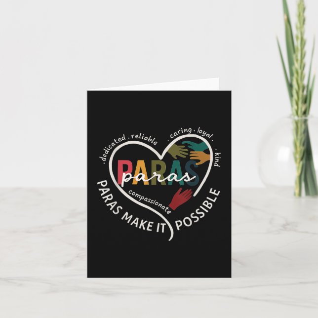 Para Heart Paraprofessional Teacher Paraeducator  Card (Front)