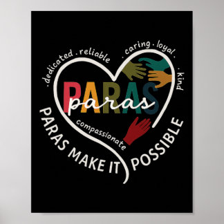 Para Heart Paraprofessional Teacher Paraeducator  Poster