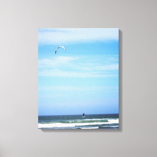 Para Surfer in the Air Over the Beach Colour 16x20 Canvas Print (Front)