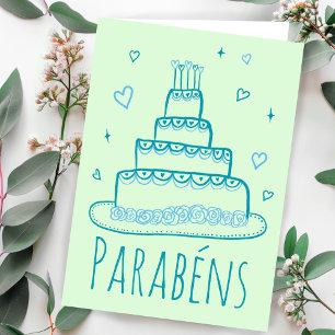 Parabens de Noivado Casamento Bolo de Noiva Belo Card
