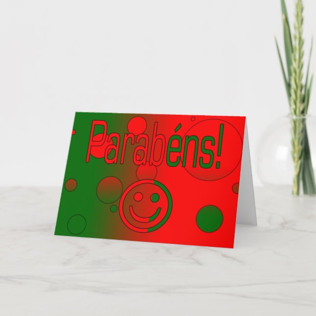 Parabéns! Portugal Flag Colours Pop Art Card (Front)