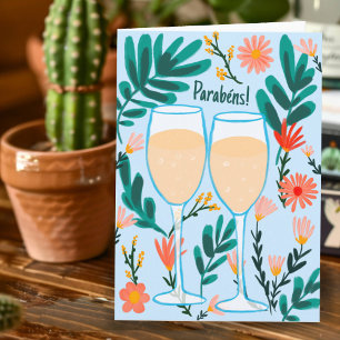 Parabens Sparkling Champagne Casamentos Noivado Card