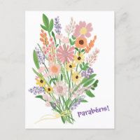 Parabens Wildflowers Handpainted Gouache Congrats