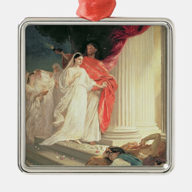 Parable of the Wise and Foolish Virgins, 1886 Metal Ornament (Front)