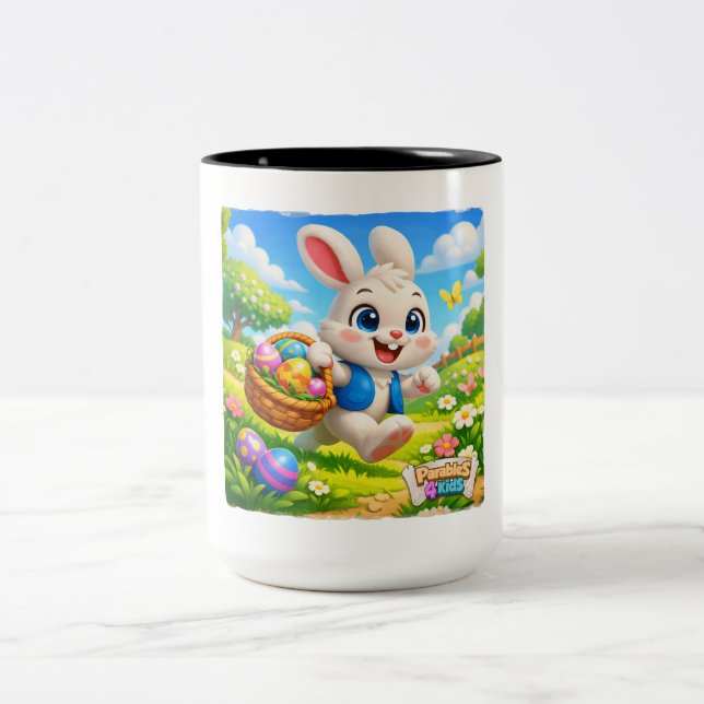 Parables4Kids Easter Bunny Two-Tone Coffee Mug (Center)