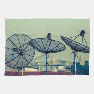 Parabolic antenna on the roofs of Bangkok Kitchen Towel