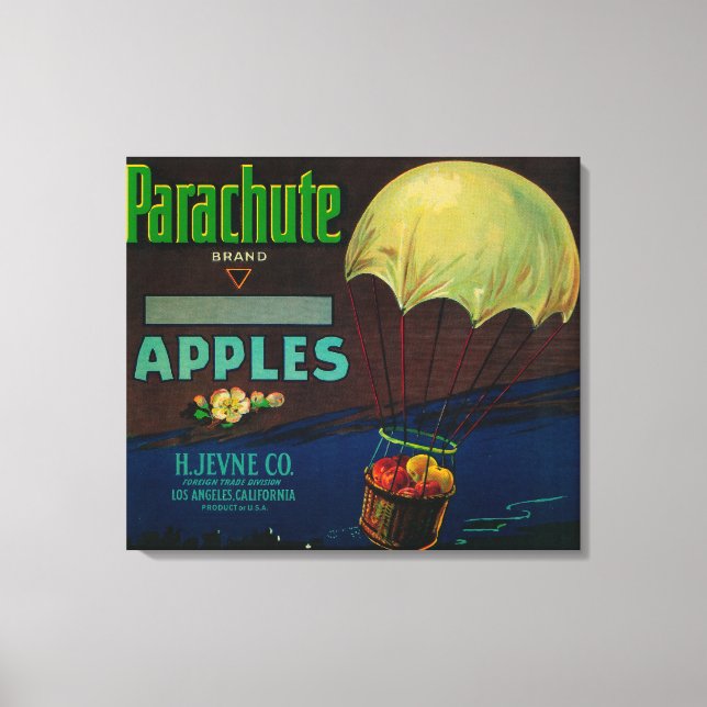 Parachute Apple Crate Label Canvas Print (Front)
