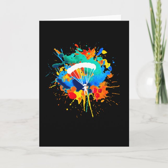 Parachute Colours Skydiver Skydiving Card (Front)