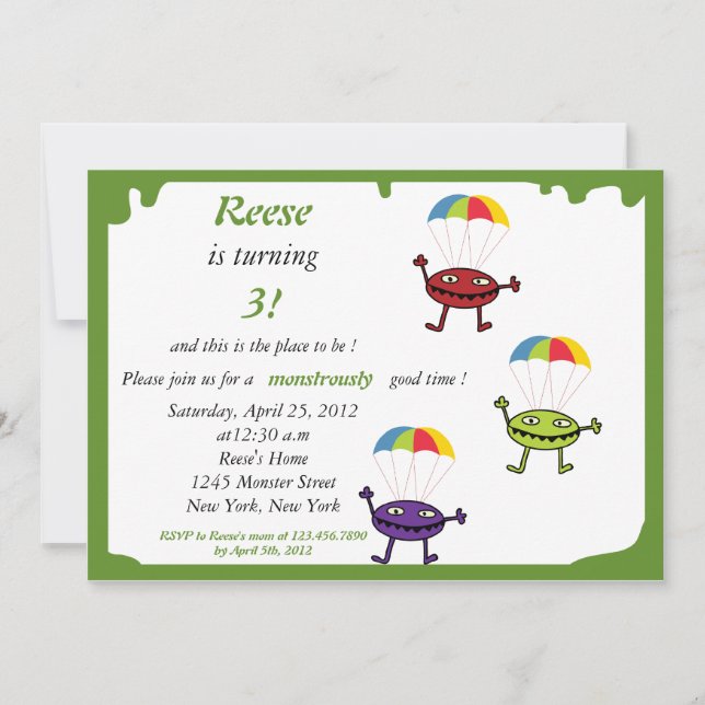 Parachute de parachute - invitation à l'anniversai (Devant)