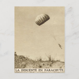 Parachute descent in the Somme Postcard