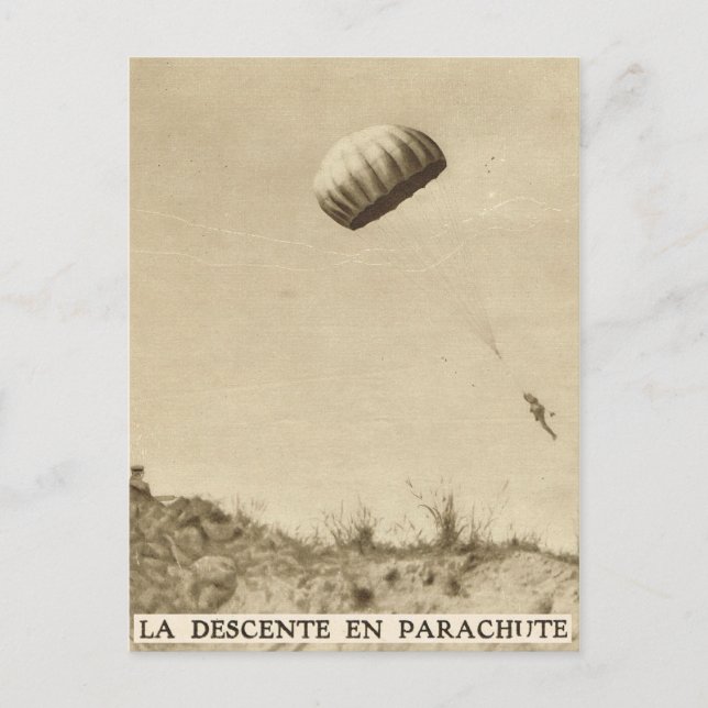 Parachute descent in the Somme Postcard (Front)
