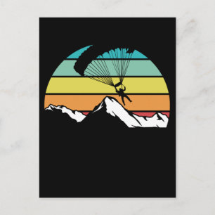 Parachute Retro Mountain Paragliding Postcard