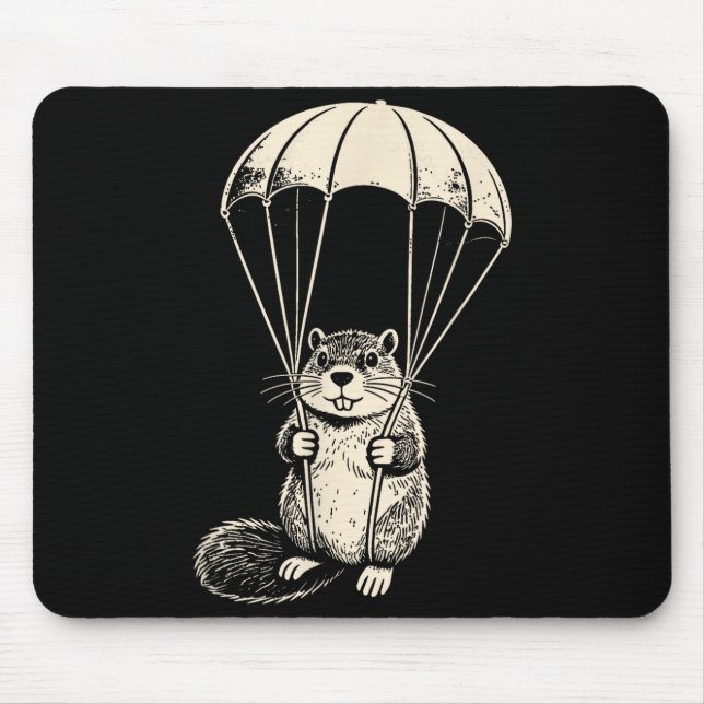 Parachuting beaver funny skydiving beaver vintage mouse pad (Front)