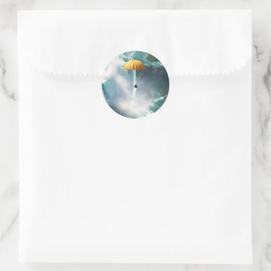 Parachuting Over Niagara Falls In A Basket, Classic Round Sticker