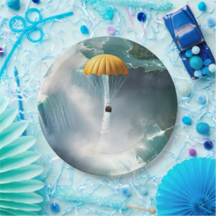 Parachuting Over Niagara Falls In A Basket, Paper Plate