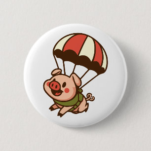 Parachuting pig 2 inch round button