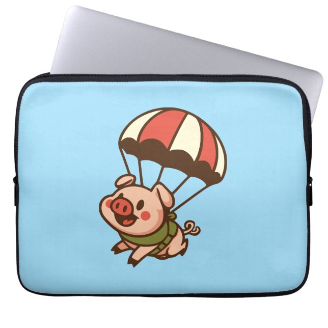 Parachuting pig laptop sleeve (Front)