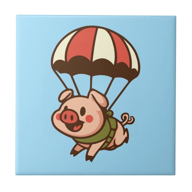 Parachuting pig tile (Front)