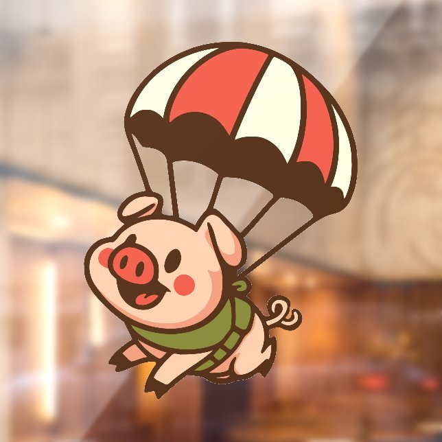 Parachuting pig window cling (Sheet 2)