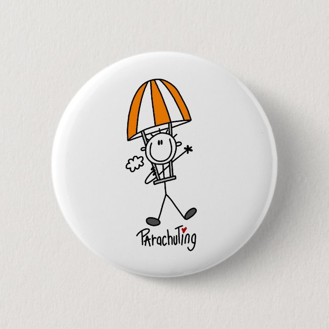 Parachuting Stick Figure 2 Inch Round Button (Front)