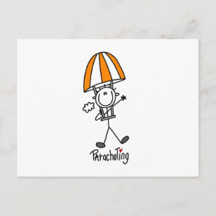 Parachuting Stick Figure Postcard