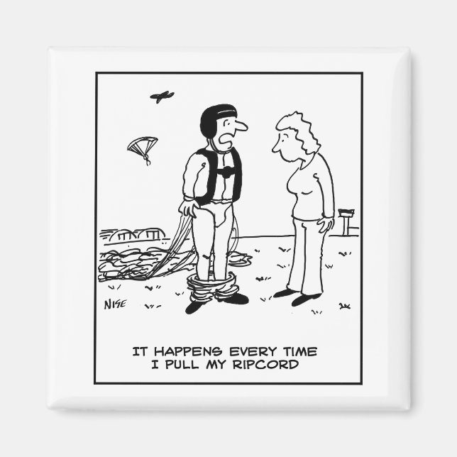 Parachutist Skydiving by Parachute has Problem Magnet (Front)