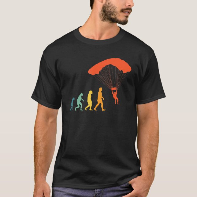 Parachutists Evolution Retro Parachute Skydive Vin T-Shirt (Front)