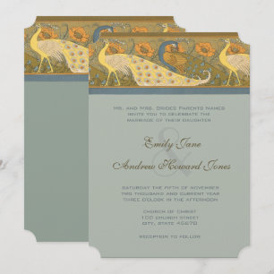 Parade Art Nouveau Peacock Bird Wedding Invitation