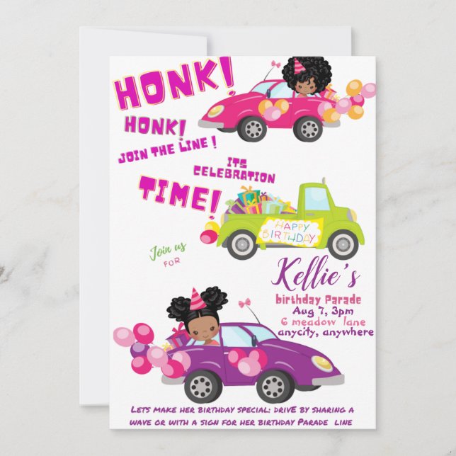 Parade Birthday Invitation Card (Front)