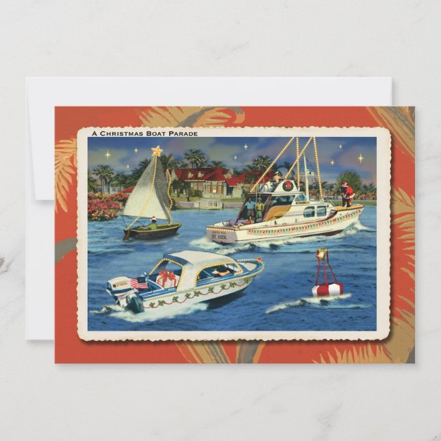 Parade de bateau Retro Noël fêté Invitation (Devant)
