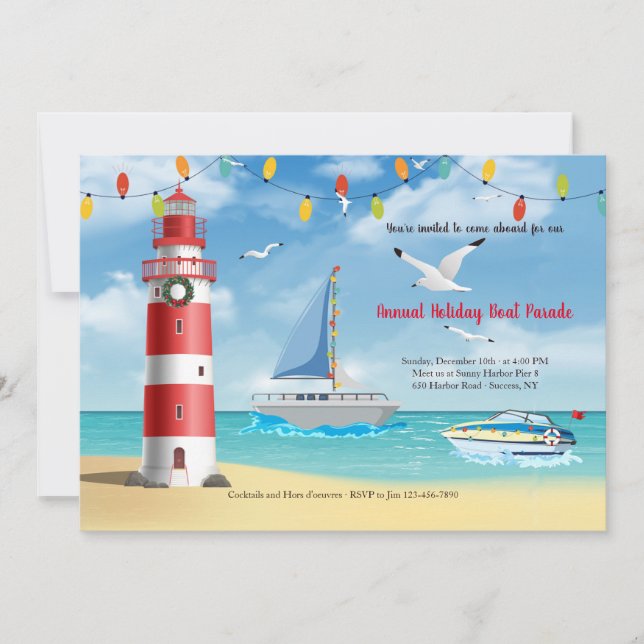 Parade De Bateaux De Noël Avec Invitation De Phare (Devant)