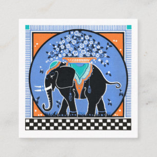 Parade des éléphants en Carte de visite bleu