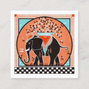 Parade des éléphants en Carte de visite orange