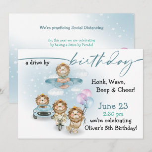 Parade of Lions Drive By Birthday NO Masks Invitation
